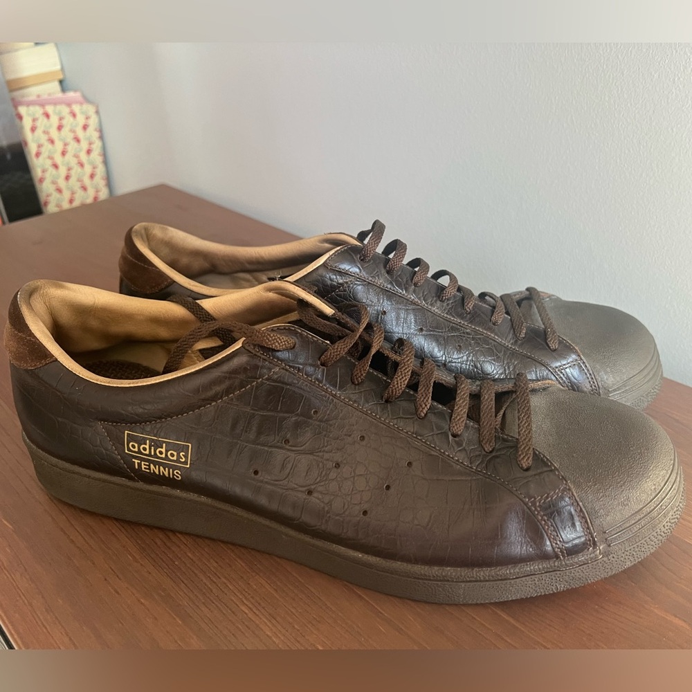 Adidas Originals Tennis Vintage Croc Embossed Brown Leather Sneakers Men’s 13